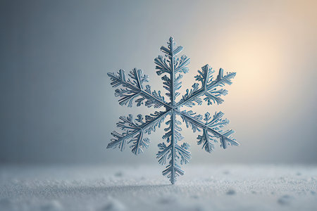Beautiful snowflake on a light background. Close-up.