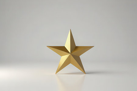 Golden star on a white background. 3d rendering. Computer digital drawing.