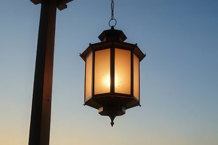 Lanterns in the evening, closeup of photo.の写真素材
