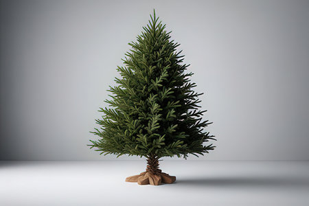 Christmas tree on a gray background. 3d rendering. Mock upの写真素材