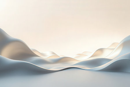Abstract 3d rendering of white wavy background. Smooth flowing fabric.の写真素材