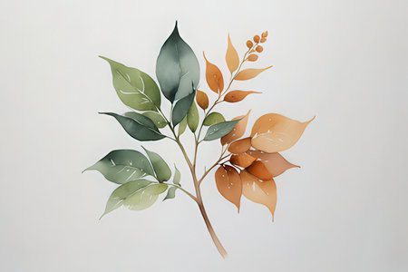 Eucalyptus leaves on a white background. Hand-drawn illustration.の写真素材