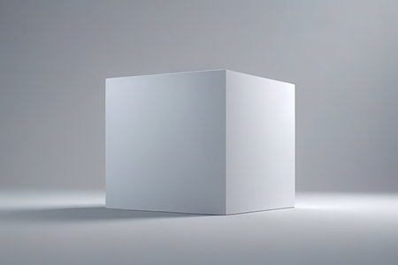 Blank white box on a gray background. 3d rendering.
