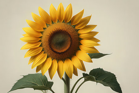 Sunflower on white background, sunflower blooming in the gardenの写真素材