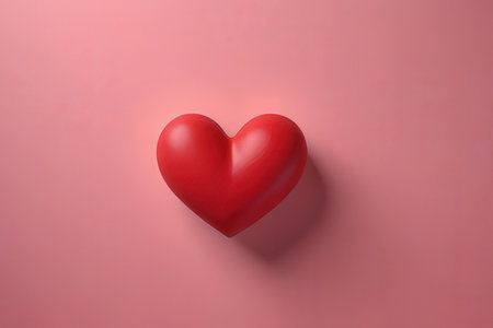 Red heart on a pink background. Valentine's day concept. Copy space.の素材