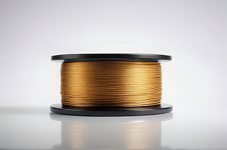 Copper wire on a white background. 3d rendering, 3d illustration.の写真素材