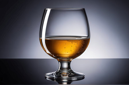 Whiskey in a glass on a dark background. Toned.