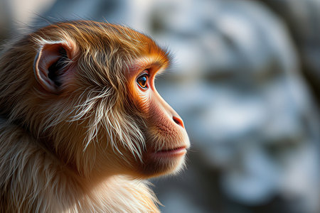 Portrait of a macaque monkey. Macaca sylvanus