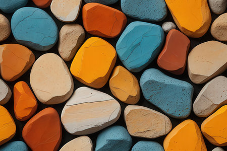 Colorful stone pebbles as a background, top view.の写真素材