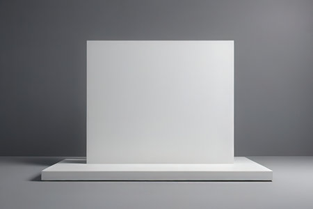 Blank white exhibition stand on gray background. 3d render illustration