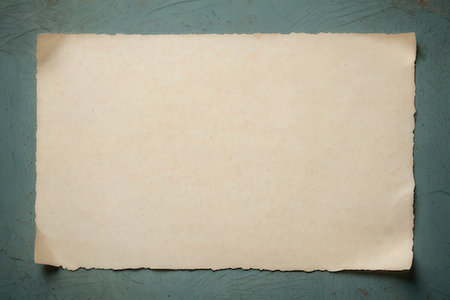 old paper on a blue wooden background with space for text or imageの写真素材