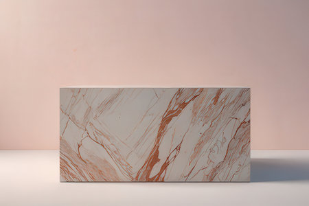 Marble pedestal on pink background. Mock up, 3D Renderの写真素材