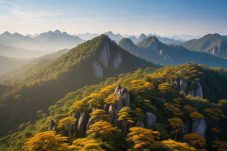 Mountain landscape scenery view of huangshan, Chinaの写真素材