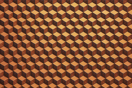 Seamless pattern of brown cubes. 3d vector illustration.
