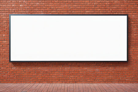 Blank billboard on brick wall background,Template mock up for adding your designの写真素材