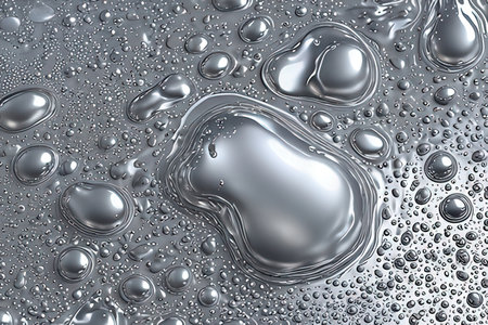 Water drops on metallic surface. Abstract background. 3d render illustrationの写真素材