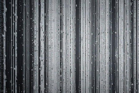abstract black and white background with vertical stripes and drops of waterの写真素材