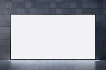 Large blank billboard on a concrete wall. Mock up, 3D Renderingの写真素材