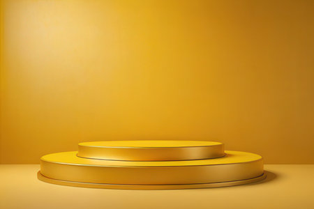 Abstract background with gold color podium for your design. 3d renderの写真素材