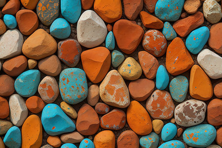 Colorful stone pebbles background. Colorful stones texture.の写真素材