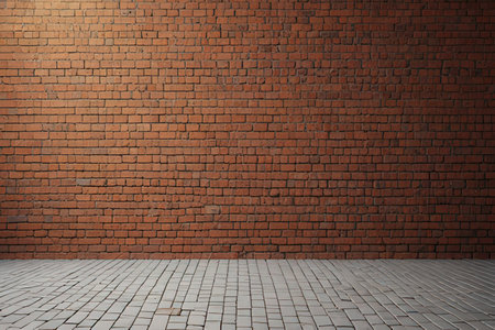 Brick wall and floor texture background. 3d render illustration.の写真素材