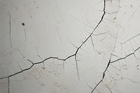 Cracked paint on white wall. Abstract background and texture for design.の写真素材