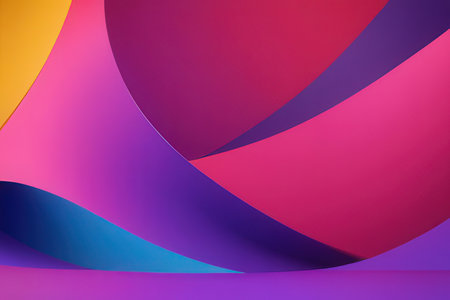 Abstract background with curved lines in purple and pink colors. 3d renderの写真素材