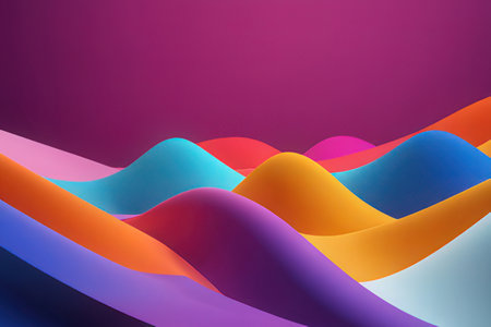 Abstract background with colorful wavy lines. 3d render illustration.の写真素材