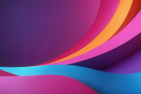 Abstract background with colorful curved lines. 3d render illustration. Minimal designの写真素材