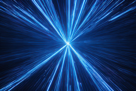 Abstract blue rays on a dark background. 3d rendering, 3d illustration.の写真素材