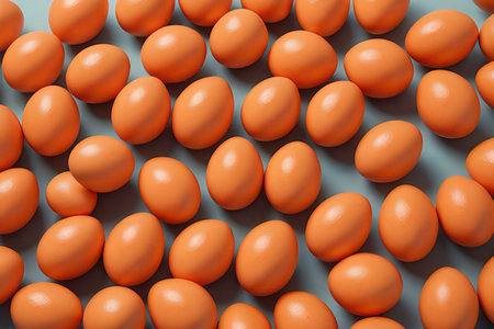 Background of orange eggs. 3d rendering, 3d illustration.の写真素材