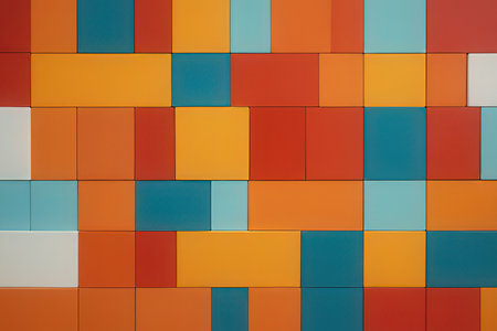 Colorful geometric background with squares in the form of a square.の写真素材