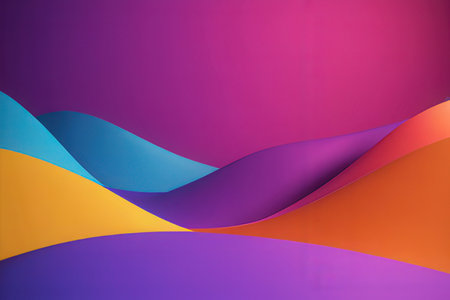 Abstract background with colorful origami paper curved layers. Vector illustration.の写真素材