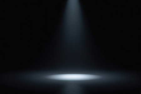 Spotlight in a dark room. 3D rendering. Light effect.の写真素材