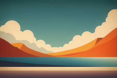 Abstract background with mountains and sea. Vector illustration. Eps 10.の写真素材