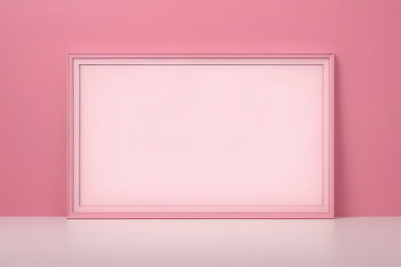 Empty frame on a pink background. 3d rendering, mock up