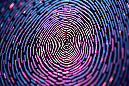 Fingerprint scan provides security access with biometrics identification.の写真素材