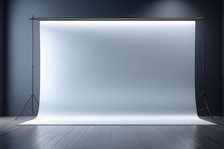 Empty photo studio with white canvas. Mock up, 3D Renderingの写真素材