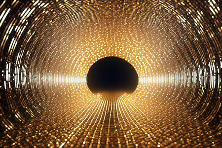 Abstract 3d rendering of chaotic particles. Bokeh background.の写真素材