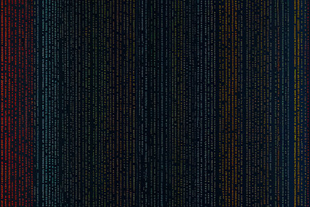 Seamless pattern with binary code on dark background. Vector illustration.