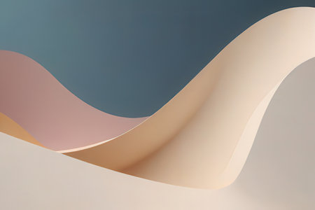 Abstract background of curved paper sheets in pastel colors. 3d render
