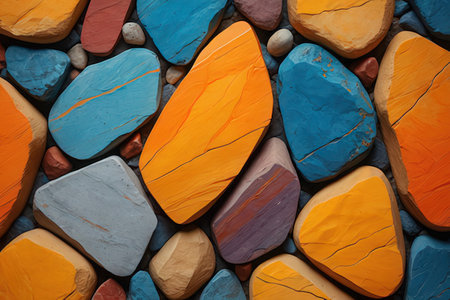 Colorful stone wall background. Close up of colorful stone wall texture.の写真素材