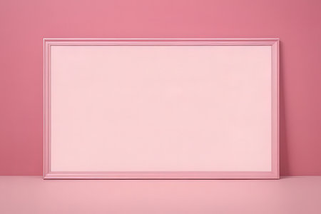 Empty pink frame on pink background. 3d rendering, mock up