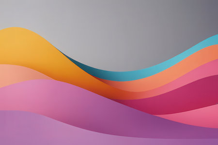 Abstract background with colorful wavy lines. 3d render illustration.の写真素材