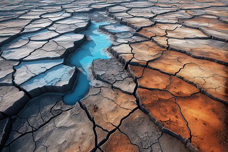 Cracks in the ground. Global warming concept. 3d renderの写真素材