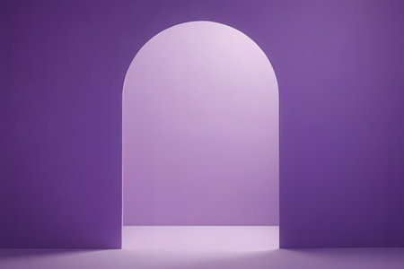 Minimalist interior design with arch and purple wall. 3d renderの素材