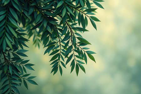 green leaves on blurred background with bokeh effect, vintage toneの写真素材