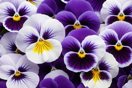 purple and white pansy flower background. (Pansy)の写真素材