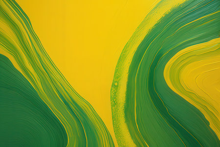 abstract background of green and yellow colors with some smooth lines in itの写真素材