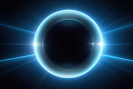 Abstract blue circle on a black background. 3d rendering, 3d illustration.